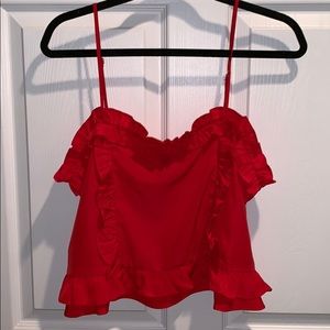 Bright red crop top 💃